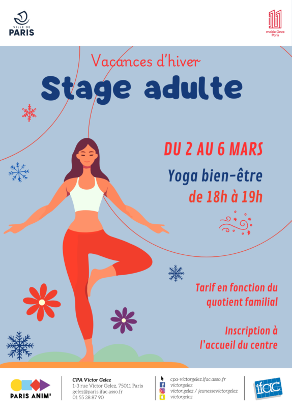 Stages vacances d&rsquo;hiver – Adultes -Yoga et bien être