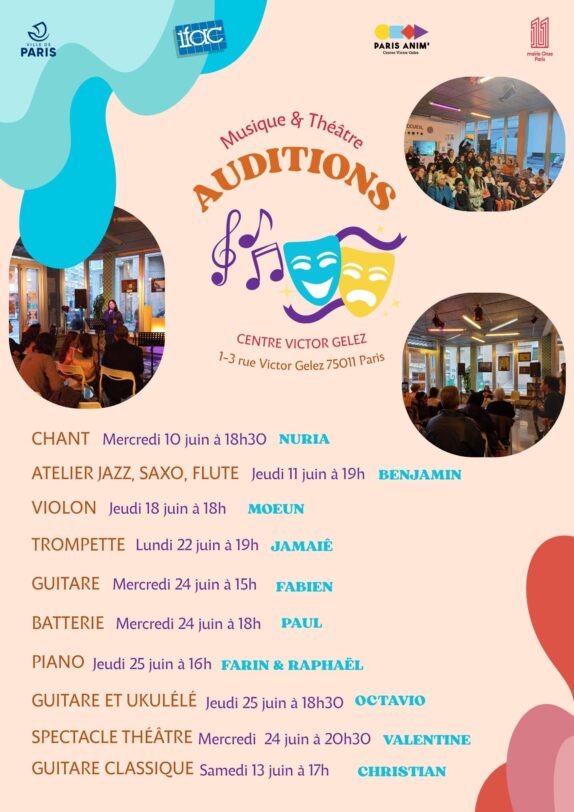 Auditions de fin d&rsquo;année – Centre Paris Anim&rsquo; Victor Gelez
