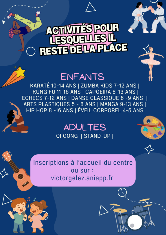Places restantes aux activités